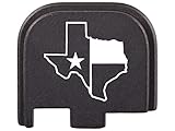 NDZ Performance Slide Cover Back Plate for Glock 43 43X 48, PSA Dagger Micro, 9mm, Laser Engraved Anodized Aluminum in Black, Made in The USA - Texas State Border Outline Flag