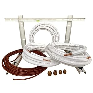 3S SuperSamaStore Kit d'Installation Climatiseur Monosplit 3 Mètres, Ensemble avec Tuyau en Cuivre Pré-isolé 1/4" et 3/8", Support Extérieur, Raccords à Sertir et Câble de Condensation