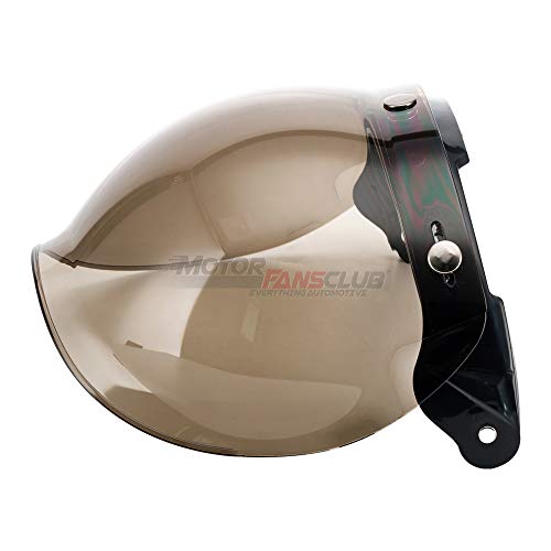 MotorFansClub Universal 3-Snap Bubble Shield Visor with Flip Adapter Accessories Fit For Compatible With Street Motorcycle Helmet (Smoke)