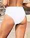 Holipick Women White High Waisted Bikini Bottoms Tummy Control Swimsuit Bottoms Strappy Swim Bottom S