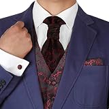 Calvin Candie DIY Costume Guide: Dress Like the Django Unchained Villain 3 Red Pattern Dress Vest, Hankie, Ascot, and Cuff Link Set