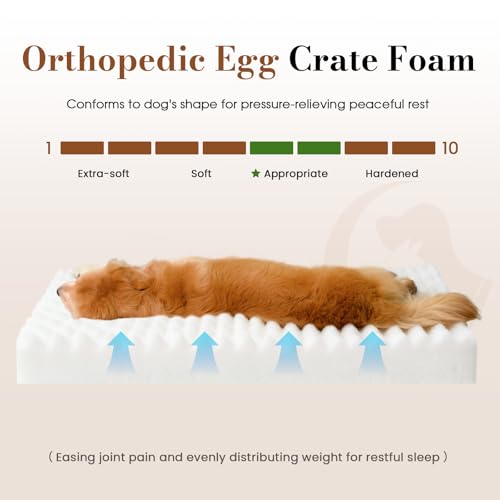 Dog Beds for Large Sized Dog, Orthopedic Pet Bed with Waterproof Lining, Soft Short Plush Surface & Egg Crate Foam, Machine Washable Pet Bed with Removable Cover & Anti Slip Bottom - Image 4