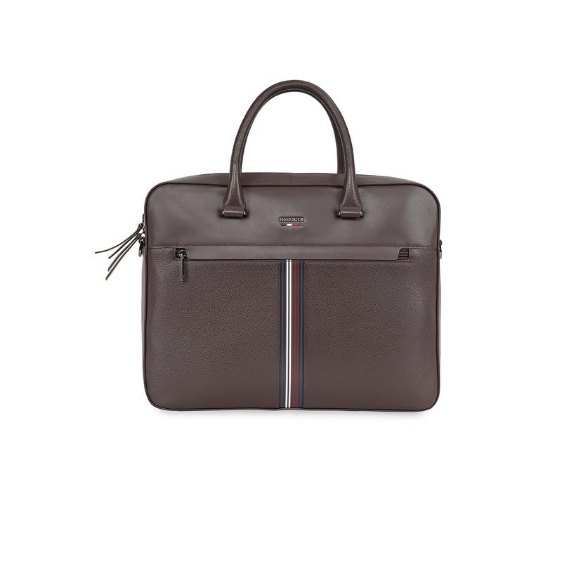 Pebbled Leather Business Case Liecester | 15-inch Padded Laptop & Tablet Compartment | Adjustable & Detachable Shoulder Strap | Ideal for Work, Office and Travel | 9L Capacity-image-14