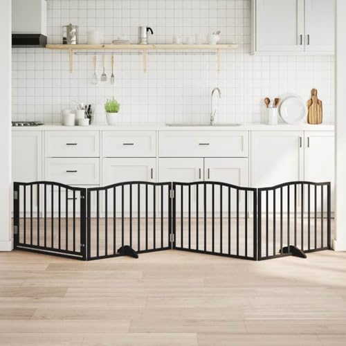 Vidaxl Cancello Per Cani Porta Pieghevole Nero 4 Pannelli 320Cm Pioppo, Cancello Per Animali Domestici, Cancello Per Cani, Cancello Per Cuccioli Per Scale - 2