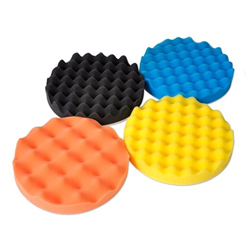 SHINA 4Pcs 7 180mm Compound Buffing Sponge Pads Polishing Pads Kit Buffing Pad for Car Buffer Polisher Sanding, Polishing, Waxing