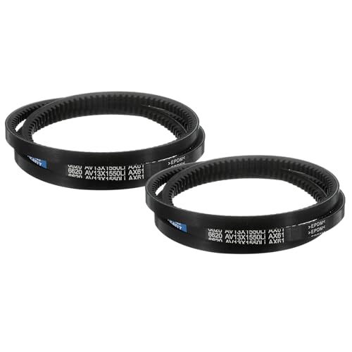 Image of AX61 Belt, Raw Edge Cogged Industrial Rubber EPDM V-Belt, Pack of 2 | 1 /2 inch(13mm) Width x 61 inch(1550mm) Inside Circumference x 5 /16 inch(8mm) Height