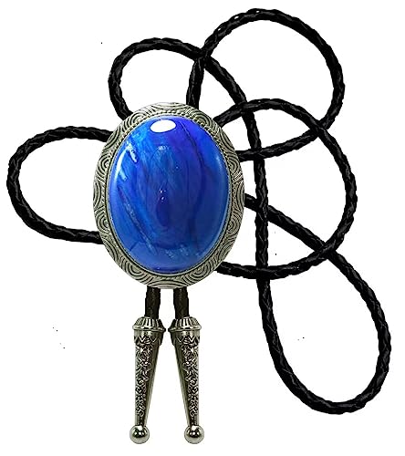 Image of Moranse Bolo Tie with Natural Tiger Eye Stone Celtic Style Genuine and Cowhide Rope