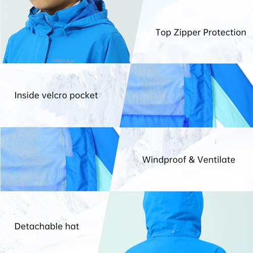 Image of YINGJIELIDE Boys Girls Waterproof Rain Jackets Kids Easy to Fold Windbreaker Lightweight Outdoor Hooded Raincoat