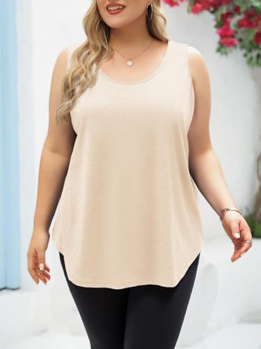 Image of Plus Size Tank Tops for Women Summer Sleeveless Tops Loose Fit Tunic Tanks