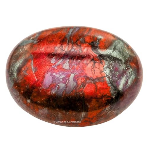 Image of Amazing Gemstone Red Jasper Hematite Crystals and Healing Stones - Large Palm Stone Crystals Piedra - Crystal for Good Luck, Positive Energy, Meditation - Unique Stocking Stuffers Birthday Gifts