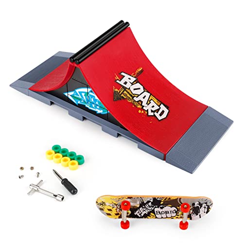 MONKROY Finger-Skateboard-Rampen-Set, Mini-Skateboard-Rampe mit Skateboard-Desktop-Skateboard Ultimative Trainings-Requisiten für Kinder-Skateboard-Liebhaber (6A) Cover