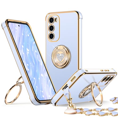 Image of XYZ for Galaxy S23 Case with Stand, Samsung S23 Case with Double Ring, Women Girls Bling Luxury Phone Case for Samsung Galaxy S23, Blue