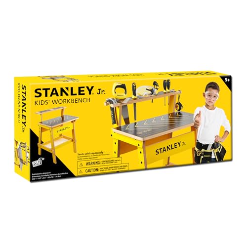 Stanley Jr. Kids Work Bench – Real Wood Craft Kits for Kids – Fun Working Bench for Kids – Kids Workshop Tool Bench – Children’s Play Work Bench – Play Construction Sets for Kids