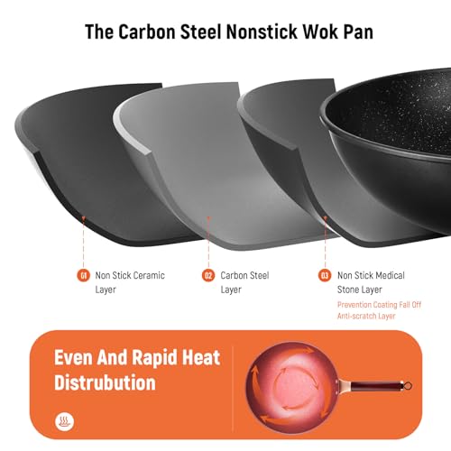125-Woks-Stir-Fry-Pans-with-Lid-Steamer-Nonstick-Ceramic-Wok-Pan-with-Lid-Deep-Large-Induction-Hard-Anodized-Frying-Wok-Carbon-Steel-Wok-Set-Flat-Bottom-Large-Saute-Pan-Set