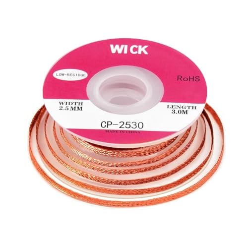 Image of 2.5mm Solder Wick Braid with Flux No-Clean Electronic, W 0.98'' L 10FT /3M Desoldering Wick with Flux & Liquid Solder for Solder Remover, Desoldering Braid No Clean Soldering Braid Wick Wire Roll