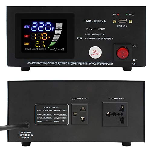 Yinleader Voltage Converter Transformer(220V to 110V, 110V to 220V) Step Up/Down Transformer Converter 110/120 Volt - 220/240 Volt - Circuit Breaker Protection (TMK-1600)