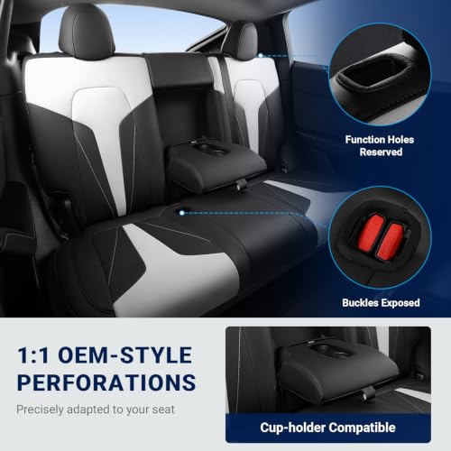Image of Custom for Tesla Model Y Seat Covers 2020-2024 Black White