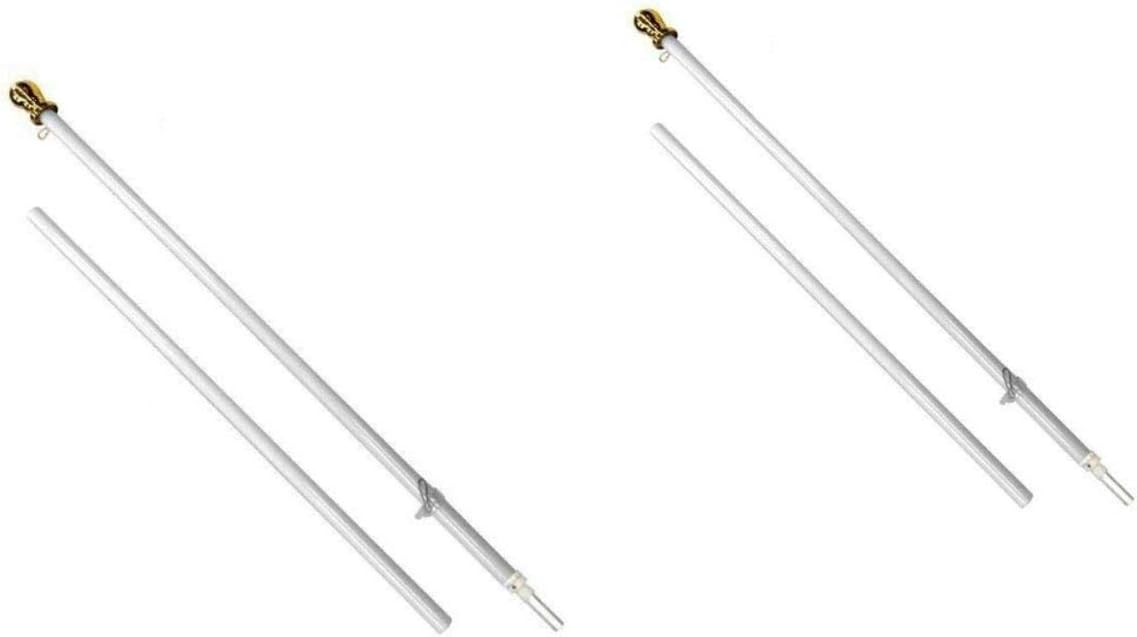 Flags Importer POL-SPINWHITE6 Flag Pole, 6ft, White (6ft 2-Pack)