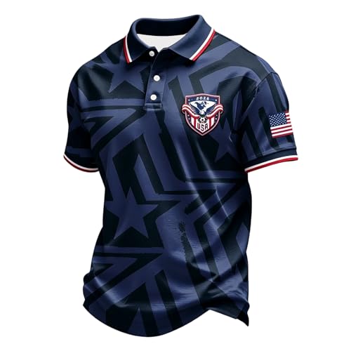 Football Cup Soccer Jersey 2026 Men,Summer Graphic Star Stripe Flag Print Polo Short Sleeve USA...