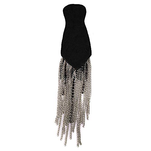 EMDOMO Beaded Long Version Suits Shoulder Tassel Epaulets Spikes Brooch Women Men Suit Accessories or Jacket Stage Costumes 1pair /2pieces