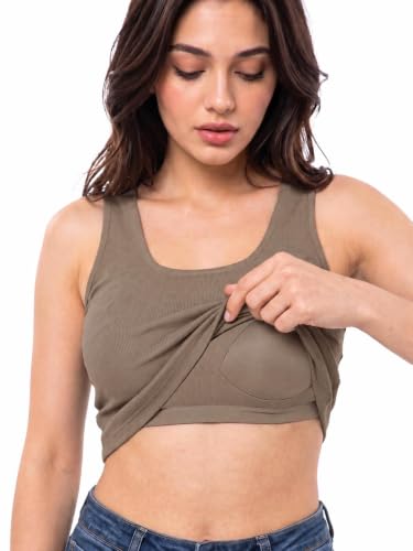 Image of Womanista Women Womanista Women's Padded Tank Top with Built-in Bra | Ribbed Stretch Fitted Top | Sleeveless Western Top for Office, Casual & Lounge Wear