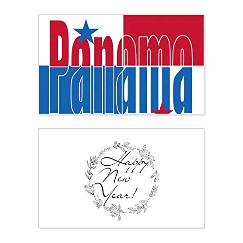 Tarjeta de Año Nuevo con bandera de Panamá para decorar sus cenas festivas