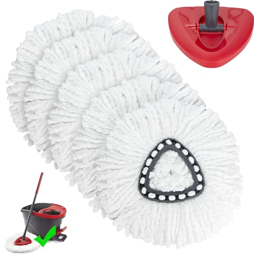 Testa di ricambio per mocio, confezione da 5 testine di ricambio compatibili con Ocedar Easywring 1-Tank System, grande potere pulente, microfibra, aiuto per lavori domestici, lavabile in lavatrice e