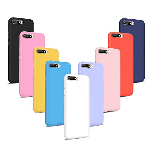 Coqin 9X Funda para Huawei Y6 2018, Carcasa Suave Protective Silicona Goma Suave Delgado Gel TPU Antigolpes Anti-rasguño Resistente Caso (Rojo + Rosa + Púrpura + Amarillo + Verde + Negro + Azul)