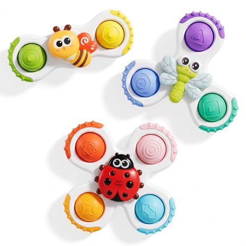 CalfQueen Insect Suction Cup Spinner Baby Bath Toys for Kids Ages 1-3