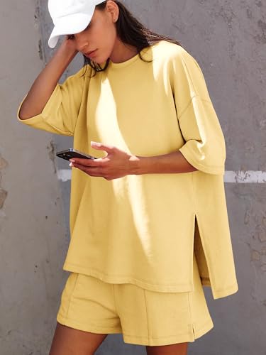 Image of COCCKO Womens Shorts Sets Matching Lounge Two Piece Outfits Summer Cute Casual Vacation Short Sleeve 2 Piece Set