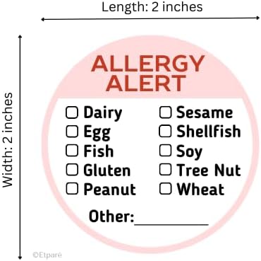 500 Pcs Allergy Stickers, Circular with Top 10 Common Allergen Checklist on Writable Surface, Yellow Adhesive Allergies Label for Kids Allergy Alert and Food Safety Labels (Pink)