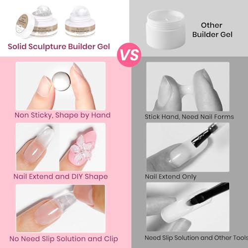 Bevimee 3D Gel Nail Art 2PCS, Sculpting Gel for Nail Art Non-Stick Hand Hard Gels, Clear & White, Molding Gels for Nails, Sculpture, Nail Extension UV/Led Manicure DIY at Home 18g — view 2