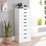 Naomi Home Bianca 9-Drawer Craft & Office Storage Cabinet, White – Exclusive Rolling Organizer for Files & Supplies, Compact Footprint for Small Spaces, 15.7' D x 18.9' W x 39.3' H