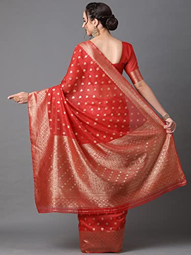 Image of AKHILAM Women's Kanjivaram Banarasi Silk Woven Design Saree With Unstitched Blouse Piece (Multicolored 2RANI20 Parent)