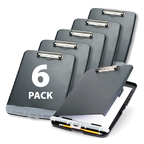 Officemate Slim Clipboard Storage Box, Charcoal (833030) (Pack of 6)