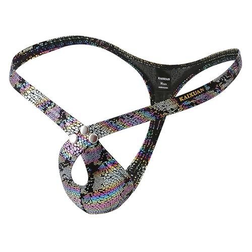 Men's Thong Sexy Jockstrap Underwear, Simulated Python Skin Low Rise Comfortable Briefs for Daily Life