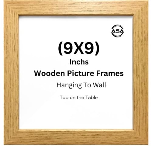Modern 9x9 Inch Picture Frame, Square Picture Frames With Safe Perspex Front & Wall Hanging Hooks
