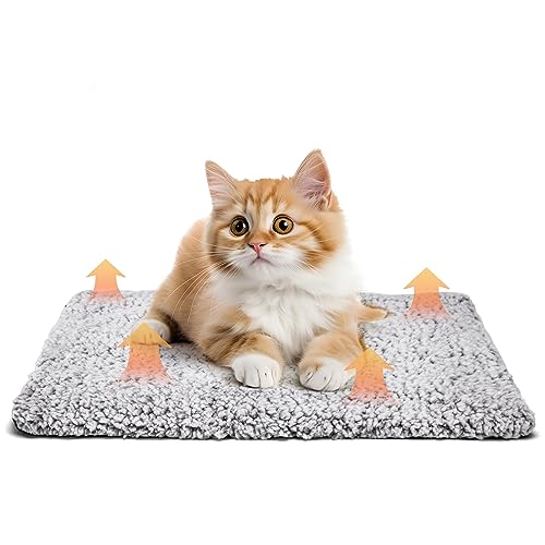 Nobleza Self Heating Cat Bed, Soft Warm Self Heating Pet Pad, Safe Thermal Self Heated Dog Blanket, Cat Heat Pad Cushion Washable, Self Warming Dog Bed Mat for Indoor Cats Kitten Puppy, 50x40cm