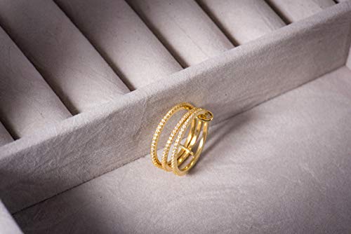 espere Thin Band Ring | Trio Band Rings Set Connected Stacker | Gold Linked Spinner Ring | Multi Link Connected Ring | Trinity Link Ring2