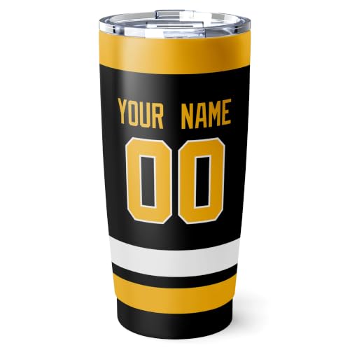 Image of ANTKING Pittsburgh Tumbler 20oz Custom Name Number Travel Mug Gifts | Stainless Steel Insulated Coffee Cup for Men Women