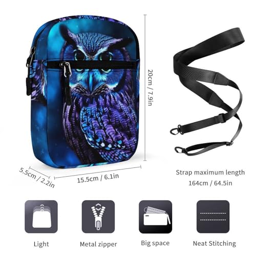 Personalized Small Crossbody Bag Water Resistant Messenger Bags Mini Blue Owl Printing SlingBag For Men Women2
