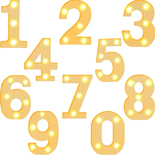 10 Pieces Decorative LED Light up Number Letters White Plastic Marquee Number Light up Sign for Night Wedding Party Decor Birthday Christmas Home Bar Decoration