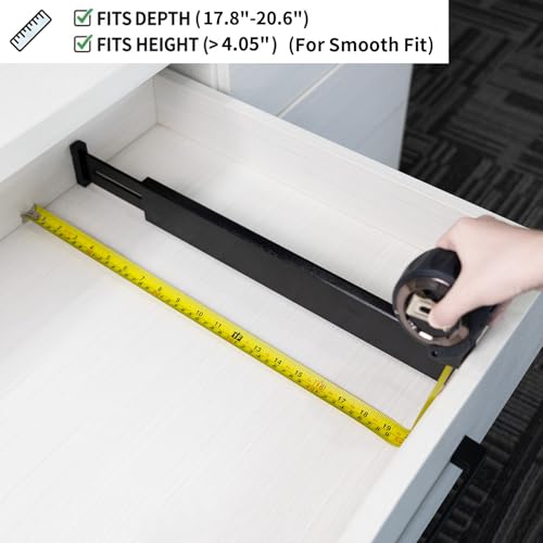 Image of Utoplike 4 pcs Bamboo Kitchen Drawer Dividers Large, Adjustable Black Drawer Organizers, Spring Loaded, Works in Kitchen, Dresser, Bathroom, Bedroom, Drawer, Desk, 2.4 inch H