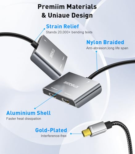 Image of Mini DisplayPort to Dual HDMI Adapter,4K@60Hz MST Hub | HDMI Splitter Extended Display for Dual Monitor,[Thunderbolt1 /2 Compatible] for MacBook Pro /Air, iMac, Mac mini, Surface Pro