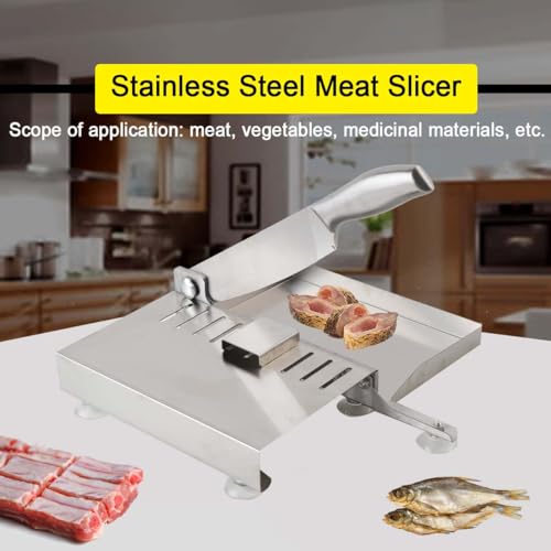 Atsoya Manual Ribs Meat Chopper Slicer, Stainless Steel Hard Bone Cutter, Household Meat Vegetable Food Slicer Slicing Machine Whole Chicken Rib Spine Home and Commercial Cooking Use - Thumbnail 6