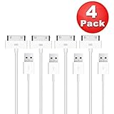 OoRage 30-Pin USB Cable Sync Charging Cable Compatible iPhone 4/4S, iPhone 3G/3GS, iPad 1/2/3 iPod (4 Pack)