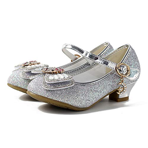 YOSICIL Niñas Zapatos de Tacón Formales Zapatos de Baile con Lentejuela Antideslizante...