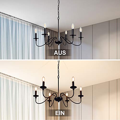 Depuley-Kronleuchter-Schwarz-Metall-Klassischer-Pendelleuchte-LED-6-Flammig-6E14-Vintage-Haengeleuchte-im-Europaeischen-Stil-Deckenlampe-Esstisch-fuer-Bauernhaus-Kueche-Halle-Esszimmer-Wohnzimmer
