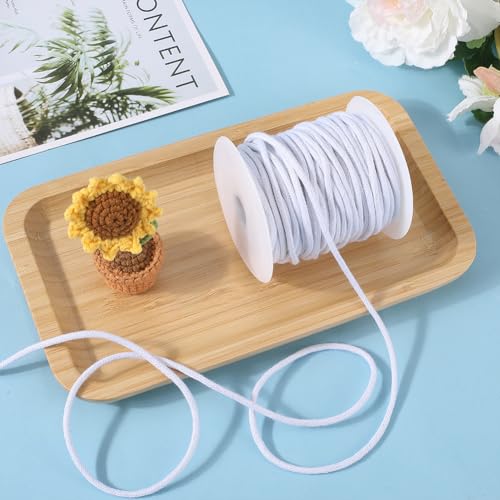 GORGECRAFT 4mm 33 Yards White Cotton Rope Soft Drawstring Replacement Ropes Macrame Cotton Welt Trim Round Cotton Thread Multipurpose Piping Cord for Bags DIY Crafts Projects Crochet Hanging - Image 4