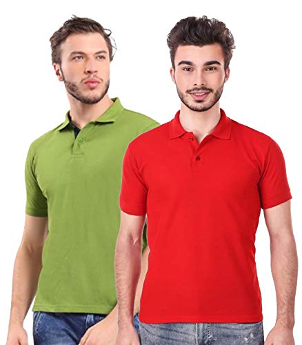 Image of KEOTI Poly Cotton(Mattey) Collar Neck Half Sleeves Tshirt for Men & Boys (Pack of 2), Plain-Regular Fit, Formal /Casual Wear, Polo Tees for Daily Use Stylish Comfortable Men's T-Shirt